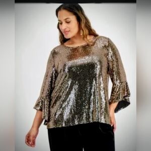 Kasper Plus Size Mirror-Metallic Blackgold 2X Retail$89 NWT